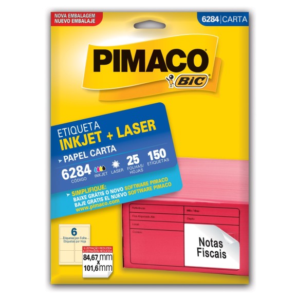 ETIQUETA 6284 - 8,46x10,16 - 150UN - PIMACO