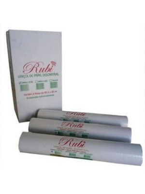 LENÇOL HOSPITALAR BRANCO EXTRA - 50CMX50M - 6 ROLOS - RUBI