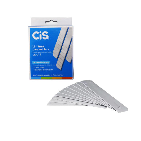 LAMINA P/ESTILETE LARGO 10UN - CIS