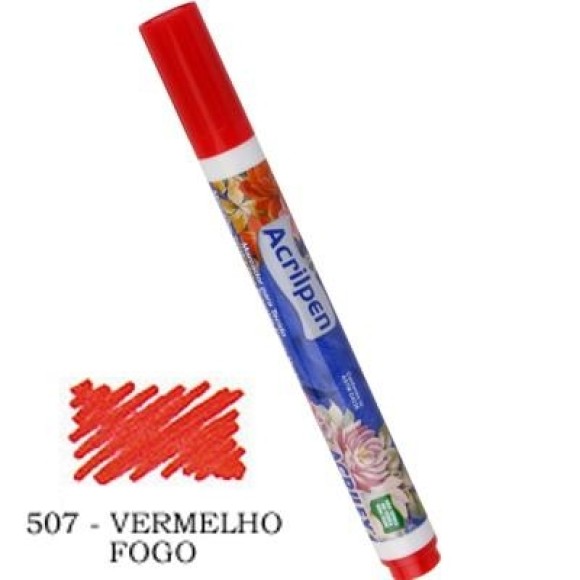 CANETA PARA TECIDO VERMELHA - ACRILEX