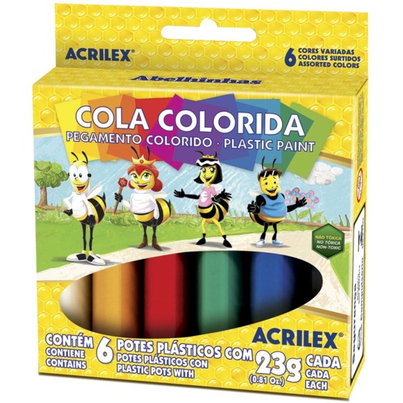 COLA COLORIDA 6 CORES- ACRILEX